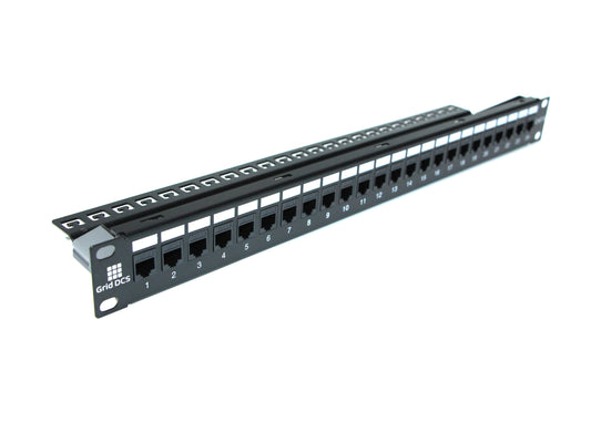 Grid DCS 24 Port Patch Panel 1U UTP with Inline Keystone CAT6 Coupler (Populated)